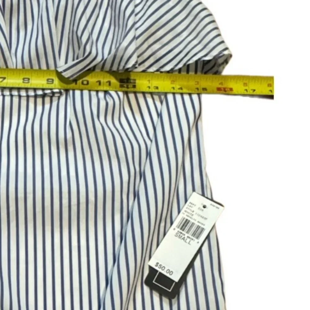 A. Byer NEW Small Striped One Shoulder Ruffle Blue Summer Dress with Pockets - Picture 11 of 11